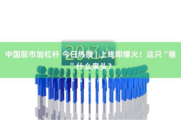 中国股市加杠杆 今日热搜 | 上线即爆火！这只“猴”什么来头？