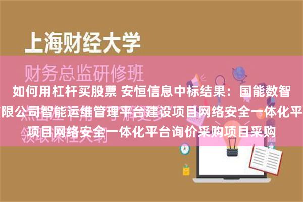 如何用杠杆买股票 安恒信息中标结果：国能数智科技开发（北京）有限公司智能运维管理平台建设项目网络安全一体化平台询价采购项目采购